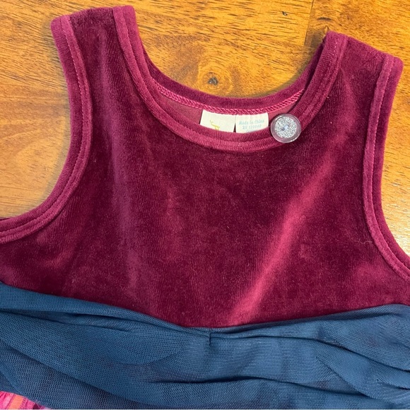 Matilda Jane paint by numbers Miss Fancy pink Maroon navy dress velour size 4 - Picture 3 of 5